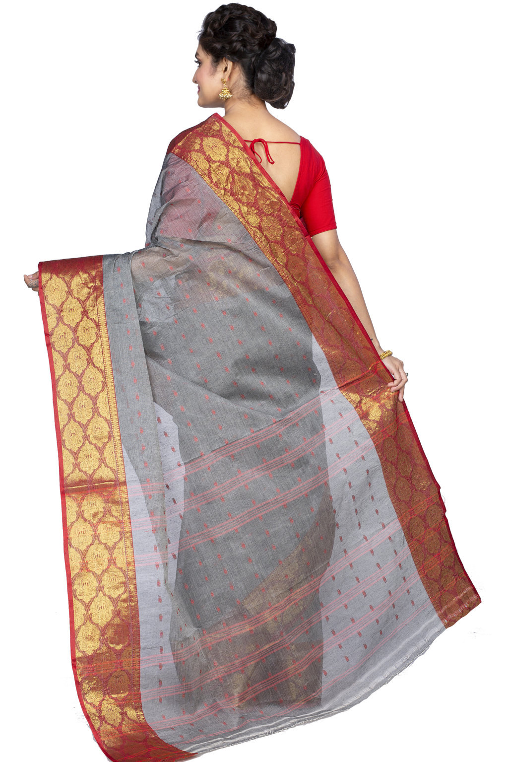 Grey Pure Cotton Asmani Tant Saree (182)